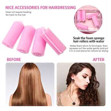 Syhood 48 Pcs Foam Sponge Hair Rollers Soft Sleeping Curlers Flexible Sponge Curler and Rat Tail Comb for Women Hairdressing Styling(Pink,0.98 inch)