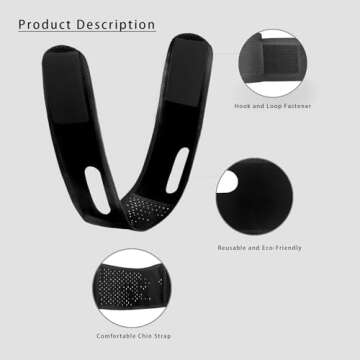 Buyongwant V Line Lifting Mask V Shaped Face Chin Strap for Sleeping,Sagging,Jaw Exerciser (Black)