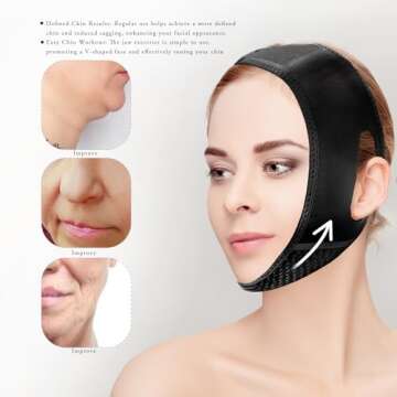 Buyongwant V Line Lifting Mask V Shaped Face Chin Strap for Sleeping,Sagging,Jaw Exerciser (Black)