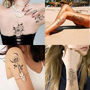 30 Pcs Flower Temporary Tattoo Stickers - Beautiful Floral Designs