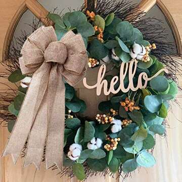 Burlap Bow Holiday Wreath Bow for Christmas & Weddings