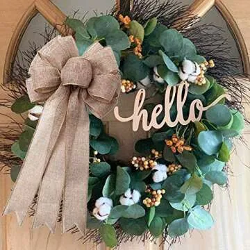 Burlap Bow Holiday Wreath Bow for Christmas & Weddings