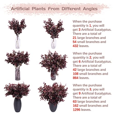 Buy SHUOTAO 3Pcs Silk Eucalyptus Leaves 29" Wine Red