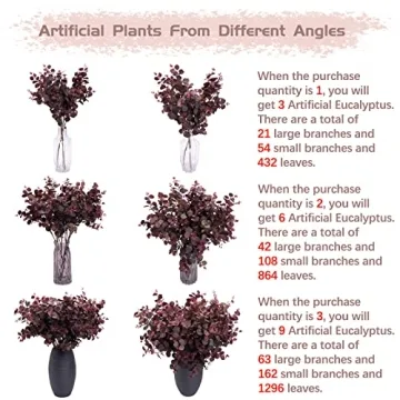 Buy SHUOTAO 3Pcs Silk Eucalyptus Leaves 29" Wine Red