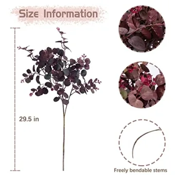 Buy SHUOTAO 3Pcs Silk Eucalyptus Leaves 29" Wine Red
