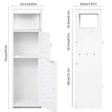 VOGGV Bathroom Storage Cabinet, Bathroom Floor Cabinet Freestanding 1 Doors and Shelves for Home Kitchen, Living Room and Hallway, 29.5 * 8.66 * 7.87in, White