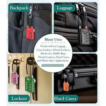TSA Approved Luggage Locks, Travel Locks Which Also Work Great as Gym Locks, Toolbox Lock, Backpack and More, Black 4 Pack