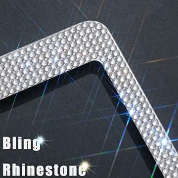 Newzon Sparkly Rhinestone Bedazzled License Plate Frame for Women - Crystal Car Cup Holder Coaster, Girly Glitter Tag Frames