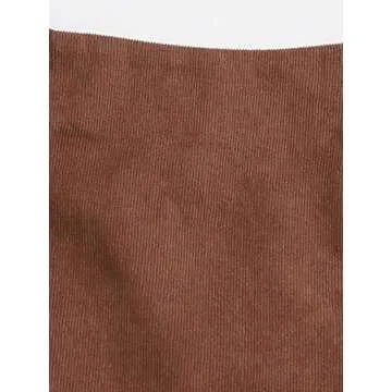 WDIRARA Women's Corduroy Mid Waist Split Hem Zip Side Casual Mini Skirt Brown L