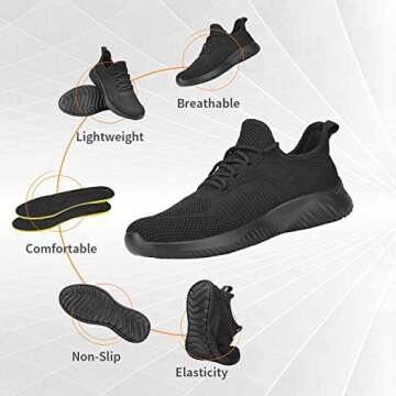 Flysocks Mens Walking Shoes Casual Sneaker, B-All Black, 9.5