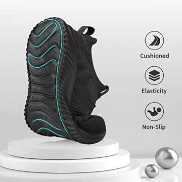 Flysocks Mens Walking Shoes Casual Sneaker, B-All Black, 9.5