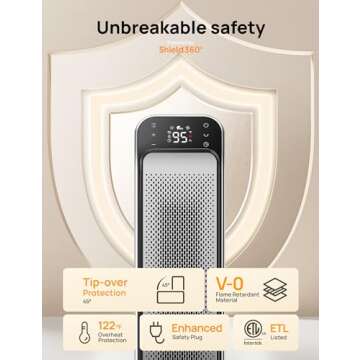 Dreo Space Heater Indoor, 25" 11.5ft/s Fast Portable Room Heater with Remote and Thermostat, 3 Modes, Overheating & Tip-Over Protection, Electric Heaters for Indoor Use Large Room, Bedroom, Silver