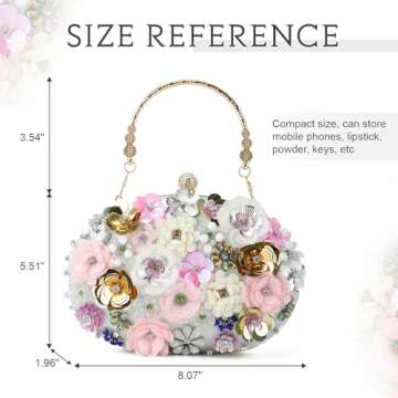 Freie Liebe Floral Clutch Beaded Purses for Women 3D Flower Evening Bag for Wedding, Bridal