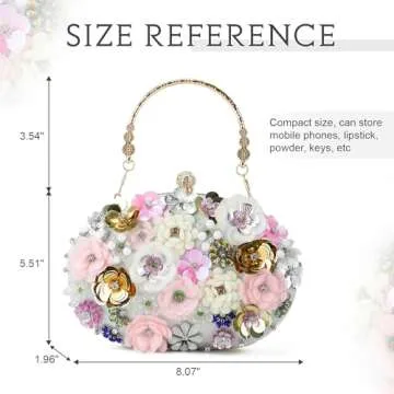 Freie Liebe Floral Clutch Beaded Purses for Women 3D Flower Evening Bag for Wedding, Bridal