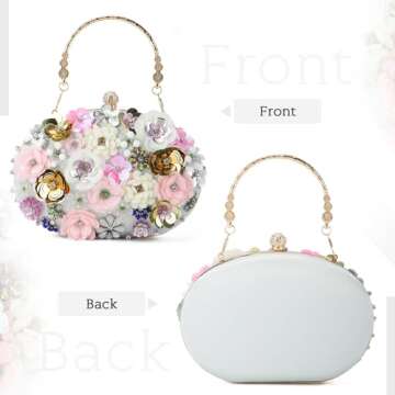Freie Liebe Floral Clutch Beaded Purses for Women 3D Flower Evening Bag for Wedding, Bridal