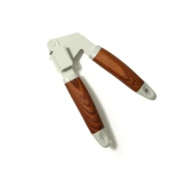 Phantom Chef 5 Piece Kitchen Gadget Set | Pizza Cutter, Egg Whisk, Vegetable Peeler, Can Opener, Garlic Press | Stainless Steel | With Soft Touch Faux Wood Handle | 5 Pcs Cooking Utensil Set (Grey)