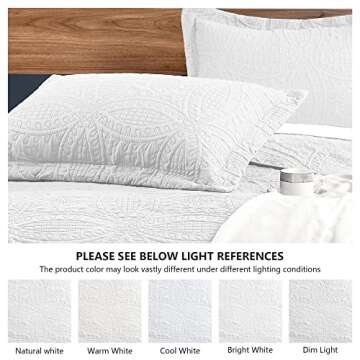 Love's cabin Twin Quilt Set White Bedspreads - Soft Bed Summer Quilt Lightweight Microfiber Bedspread- Modern Style Coin Pattern Coverlet for All Season - 2 Piece (1 Quilt, 1 Pillow Sham)