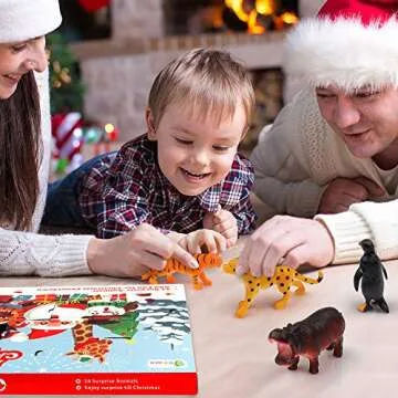 D-FantiX Kids Animals Advent Calendar 2024 Realistic Animal Figurine Toys Christmas Advent Calendar Xmas 24 Days Christmas Countdown Calender for Boys and Girls
