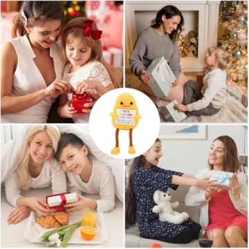 BILOLLY Gifts for Mom Long Legged Cute Support Duck, Christmas Mothers Day Birthday Gifts for Mom from Daughter Son, Handmade Crochet Knitted Positive Cute Duck Gifts