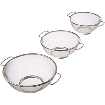 ExcelSteel Fine Mesh Colander Set - Effortless Food Prep with Ergonomic Design