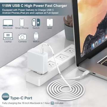 Mac Book Pro Charger - 118W USB C Charger Fast Charger Compatible with MacBook Pro/Air, M1 M2 M3 M4,...