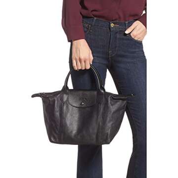 Longchamp Ladies Le Pliage Cuir Top Handle Bag