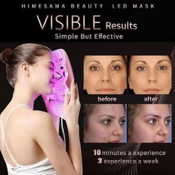 HIME SAMA LED Face Mask - Pro 7 LED Skin Care Mask for Face and Neck Skin Facial Care & Anti Aging Firming Skin and Reducing Wrinkles - Portable for Home and Travel Use A-011