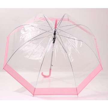 zmgmsmh Kids Clear and Transparent Umbrella with an Easy Grip Handle, Petit Size, and Windproof for Boys and Girls (Pink)