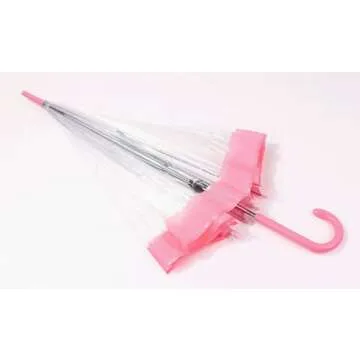 zmgmsmh Kids Clear and Transparent Umbrella with an Easy Grip Handle, Petit Size, and Windproof for Boys and Girls (Pink)