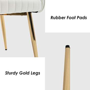 QUINJAY Beige Velvet Dining Chairs Set of 2, Upholstered Gold Dining Chairs with Tufted Back, Modern Dining Room Chairs with Gold Legs, Accent Arm Chairs Kitchen Chairs for Dining Room Reception
