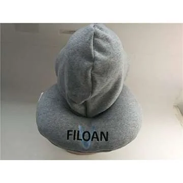 Filoan V Neck & Travel Pillow with Hoodie - (U Shaped Travel Pillow with Hood Sleeping Support polystyrene Foam microbeads Stress Pillow - Airplane Bus Car)