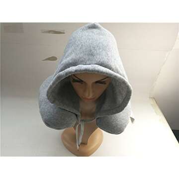 Filoan V Neck & Travel Pillow with Hoodie - (U Shaped Travel Pillow with Hood Sleeping Support polystyrene Foam microbeads Stress Pillow - Airplane Bus Car)