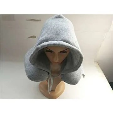 Filoan V Neck & Travel Pillow with Hoodie - (U Shaped Travel Pillow with Hood Sleeping Support polystyrene Foam microbeads Stress Pillow - Airplane Bus Car)