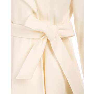 Kate Kasin Womens Winter Dress Coat With Belt Formal Long Aline Lapel Trench Coat Fall Ivory White M