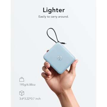 VRURC Portable Charger for iPhone, PD 20W Fast Charging, 10000mAh Power Bank with 4 Built-in Cords, ...