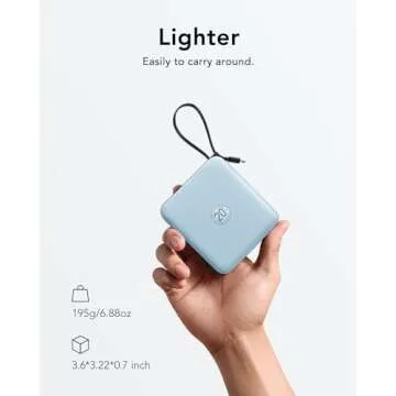 VRURC Portable Charger for iPhone, PD 20W Fast Charging, 10000mAh Power Bank with 4 Built-in Cords, ...