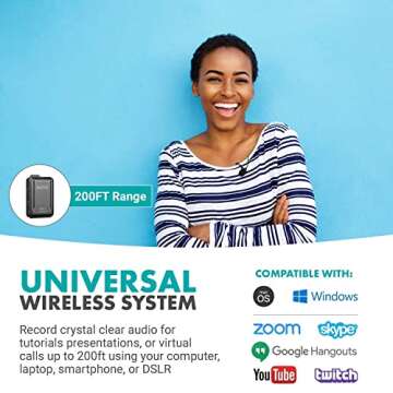 Movo WMX-1 USB Computer Bundle - 2.4GHz Wireless Lavalier Microphone System Compatible with PC Compu...