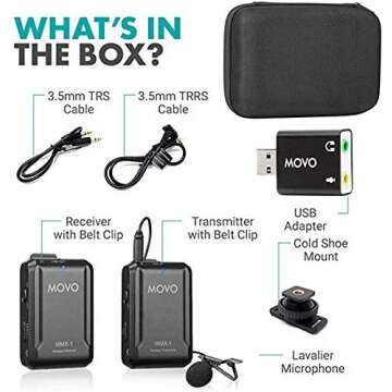 Movo WMX-1 USB Computer Bundle - 2.4GHz Wireless Lavalier Microphone System Compatible with PC Computers, Laptops, DSLR Cameras, iPhone, Smartphones, and Tablets (200' ft Audio Range)