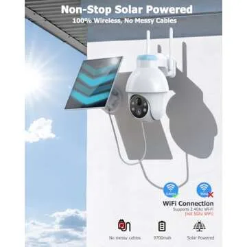 Rebluum Security Camera Wireless Outdoor, 2K Solar Security Camera,Battery Powered 360°PTZ Security Camera,Color Night Vision,PIR Motion Detection,2-Way Audio,Compatible with Alexa