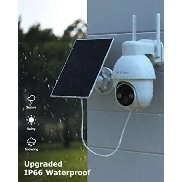 Rebluum Security Camera Wireless Outdoor, 2K Solar Security Camera,Battery Powered 360°PTZ Security Camera,Color Night Vision,PIR Motion Detection,2-Way Audio,Compatible with Alexa