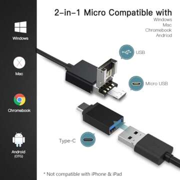 Teslong Rifle Borescope, Bore Camera Gun Cleaning Camera - Fits .20 Caliber & Larger-Hunting Shooting Firearms Visual Barrel Inspection Tool w/3 Right-Angle Mirrors and Carrying Case(45inch-Flexible)