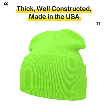 KBETHOS SKIHAT-Long NLIM Thick and Warm Mens Daily Cuffed Beanie or Slouchy Made in USA Knit Hat Cap Womens Kids