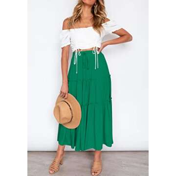 HAEOF Women's Boho High Waist Maxi Skirt with Pockets