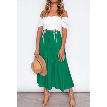 HAEOF Women's Boho High Waist Maxi Skirt with Pockets