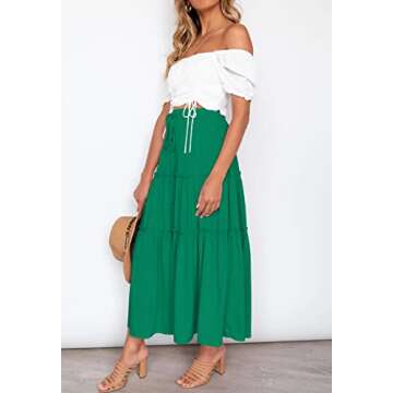 HAEOF Women's Boho High Waist Maxi Skirt with Pockets