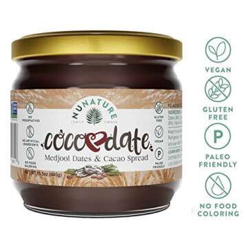 NUNATURE Cocodate Dates And Cacao Spread - 100% Natural Chocolate Date Spread, Vegan, Paleo Friendly, Gluten & Dairy Free Snack, Non-GMO, Sugar-free