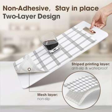 ALIUNI Drawer and Shelf Liner, Non-Slip Kitchen Cabinet Liners Non-Adhesive Thick Strong Grip Waterp...