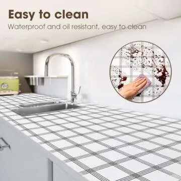 ALIUNI Drawer and Shelf Liner, Non-Slip Kitchen Cabinet Liners Non-Adhesive Thick Strong Grip Waterproof Washable Mats Protect Dresser Shelves Cupboard Bathroom Cabinets, White Stripes, 12 in X 10 FT