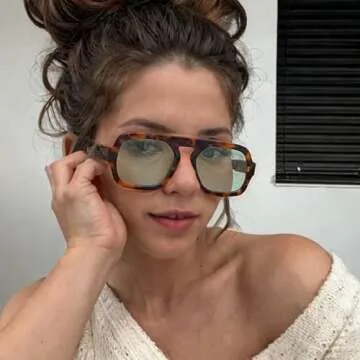 mincl Retro Square Sunglasses Women Fashion Gradient Shades UV400 Men Punk Blue Green Sun Glasses N47 (leopard green)