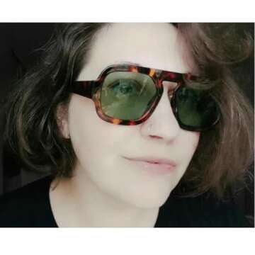 mincl Retro Square Sunglasses Women Fashion Gradient Shades UV400 Men Punk Blue Green Sun Glasses N47 (leopard green)